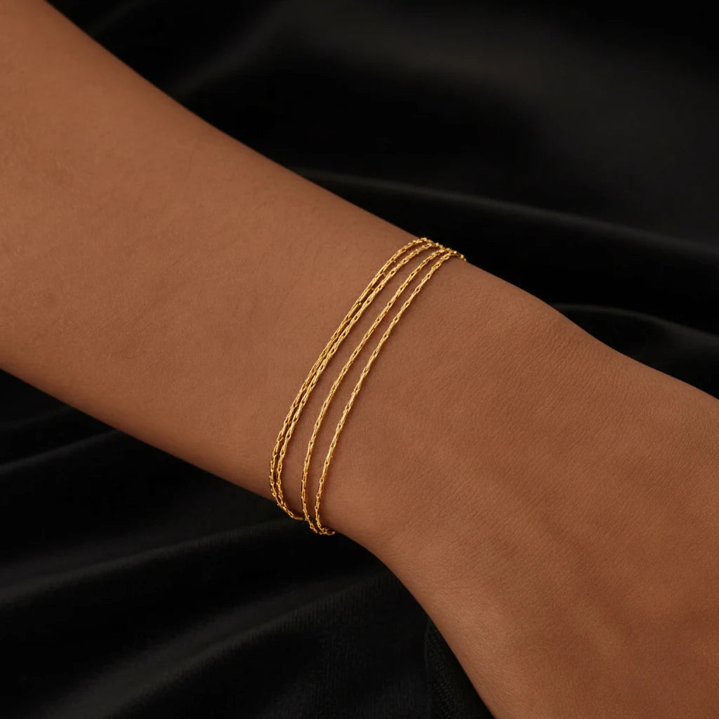 Bracelet chaîne fine multi-rangs acier inoxydable