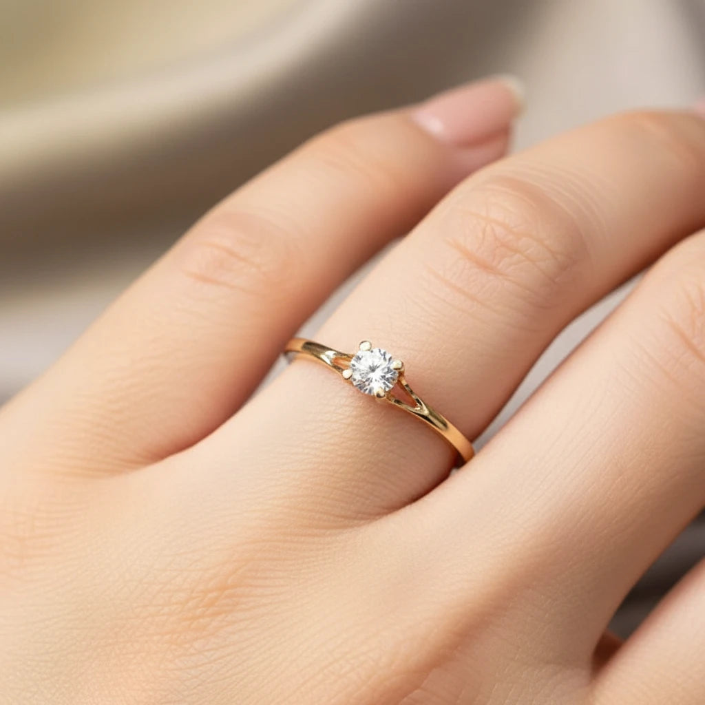Bague avec diamant strass en acier inoxydable