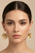 Boucle d’oreille en acier inoxydable doré à double couche de fleurs creuses