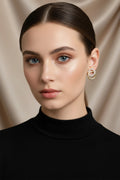 Boucle d'oreille chic strass dorée