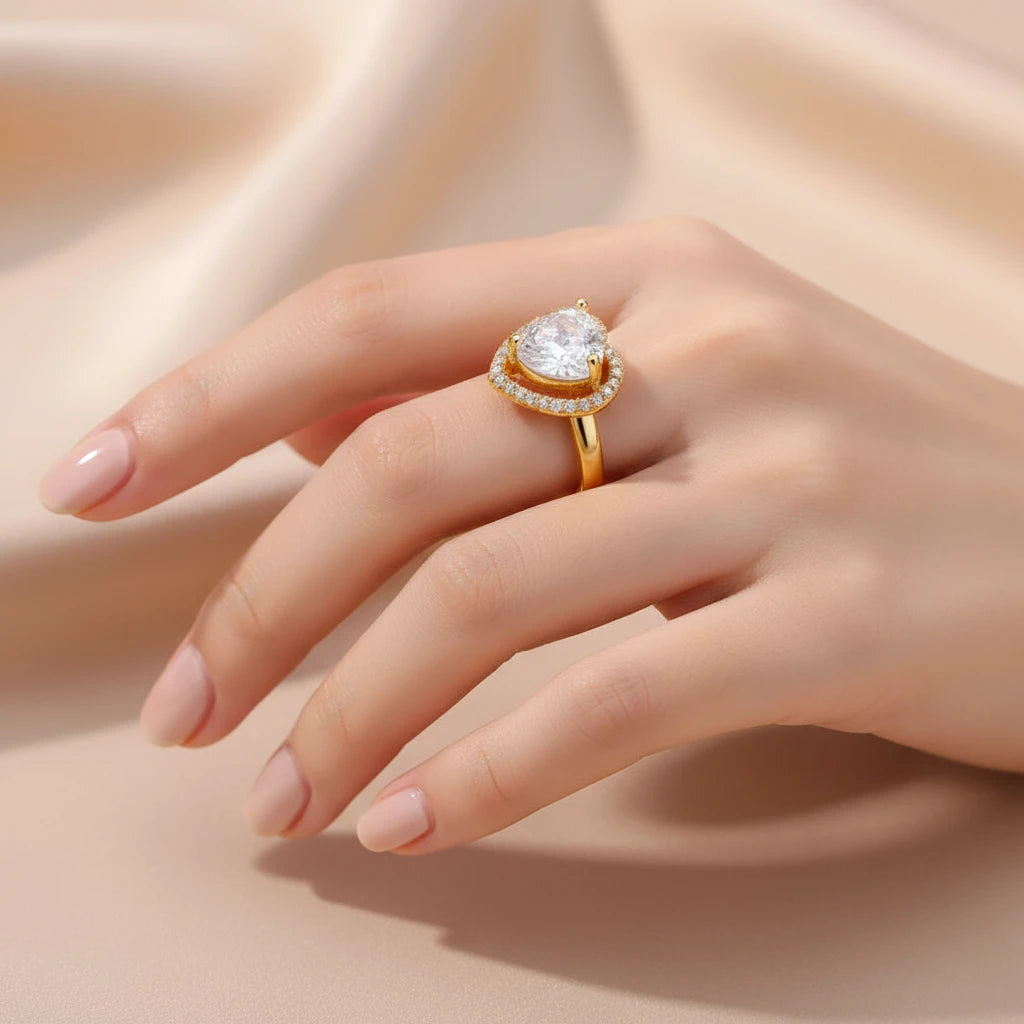 Bague cœur zircon ajustable