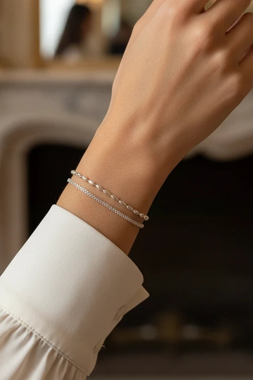 Lot de 6 bracelets strass argent 925