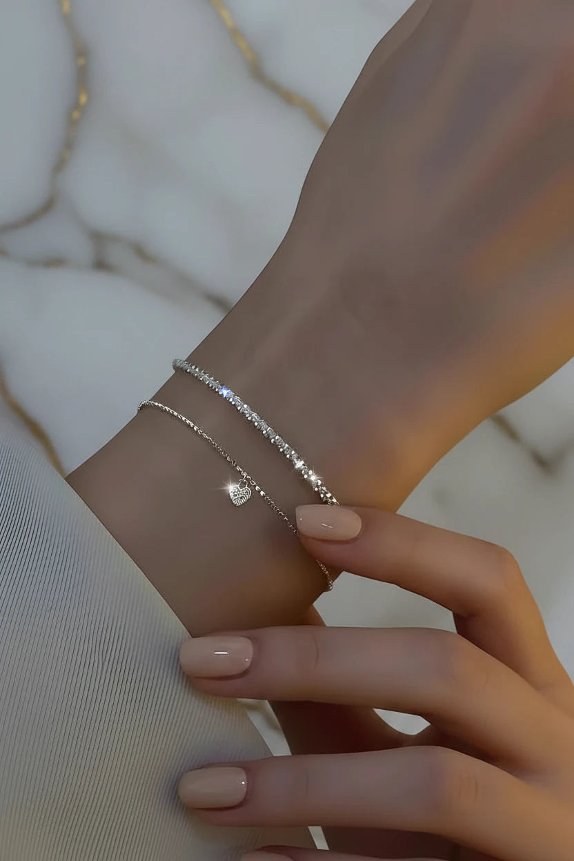 Lot de 6 bracelets strass argent 925