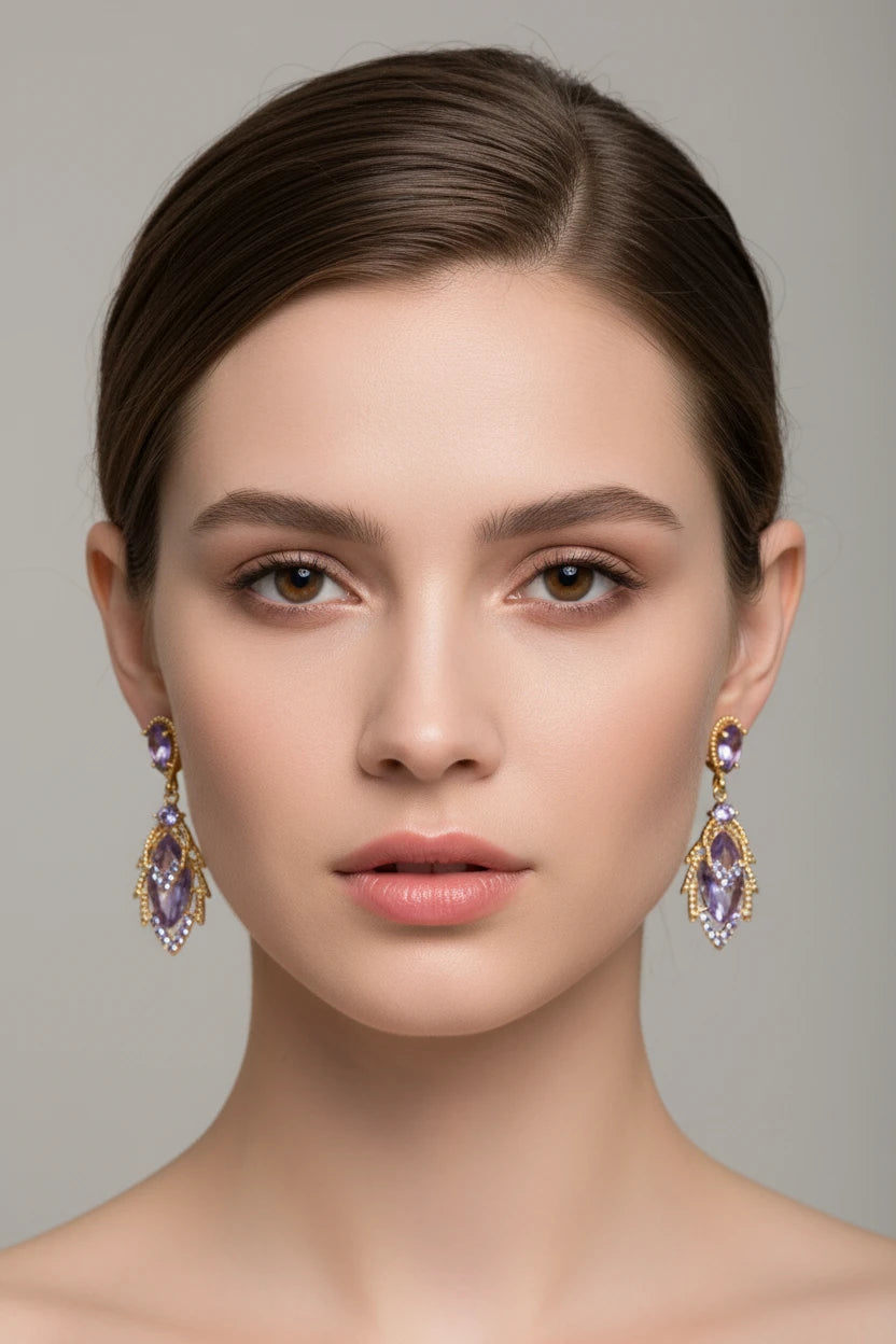 Boucles d'oreilles feuille zircon