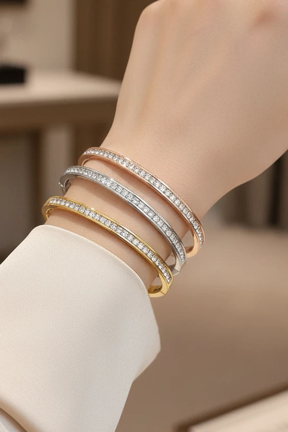 Bracelets en acier inoxydable strass brillant