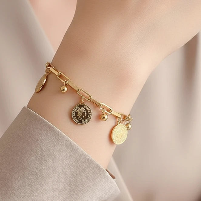 Bracelet chaîne trombone plaqué or 18K acier inoxydable