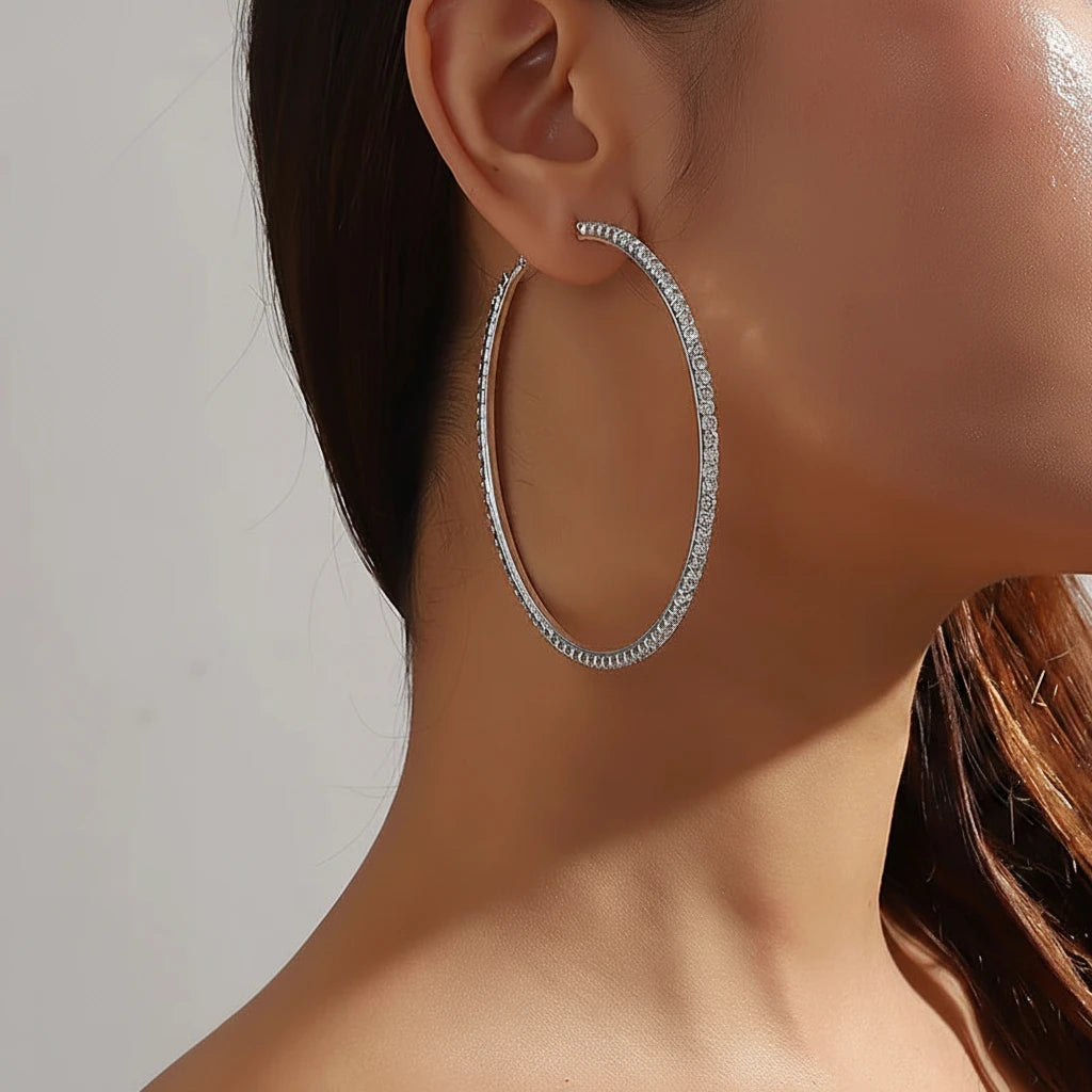 Boucle d'oreille créoles strass différents coloris