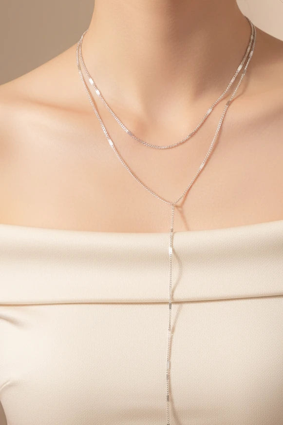 Collier pendentif Y plaqué or 14K acier inoxydable