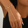 Chaîne à main en strass Star pour femmes Bracelet à doigt réglable en or Chaîne à maillons