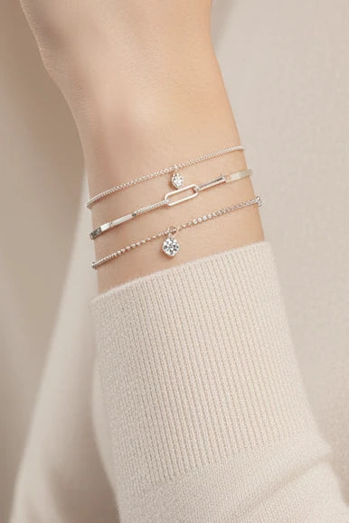 Lot de 6 bracelets strass argent 925