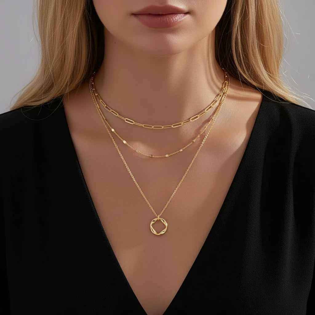 Collier triple étages en acier inoxydable