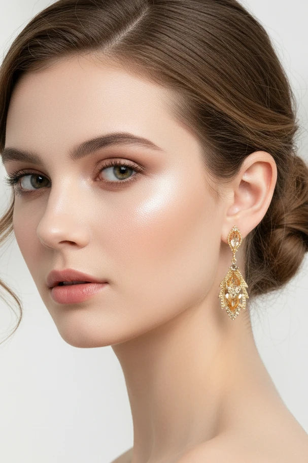 Boucles d'oreilles feuille zircon