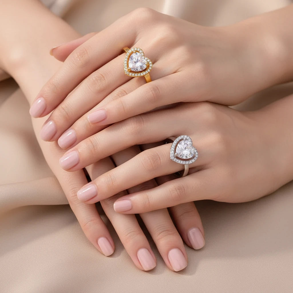 Bague cœur zircon ajustable