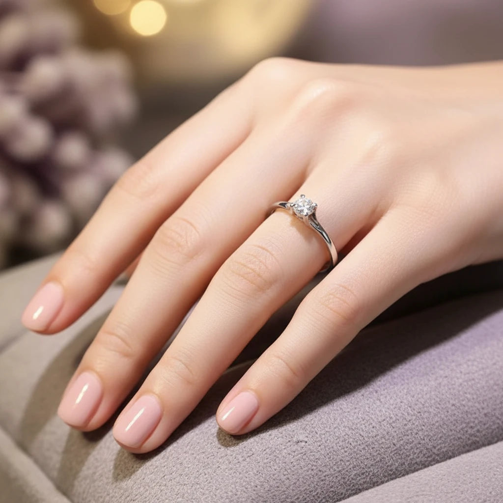 Bague avec diamant strass en acier inoxydable