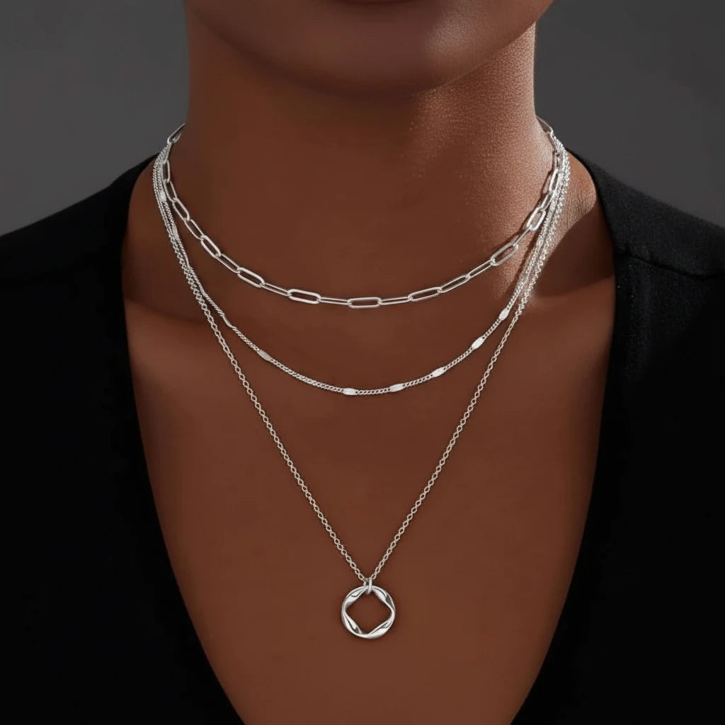 Collier triple étages en acier inoxydable