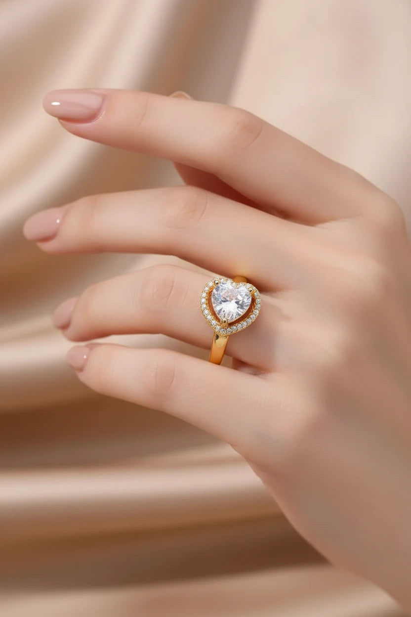 Bague cœur zircon ajustable