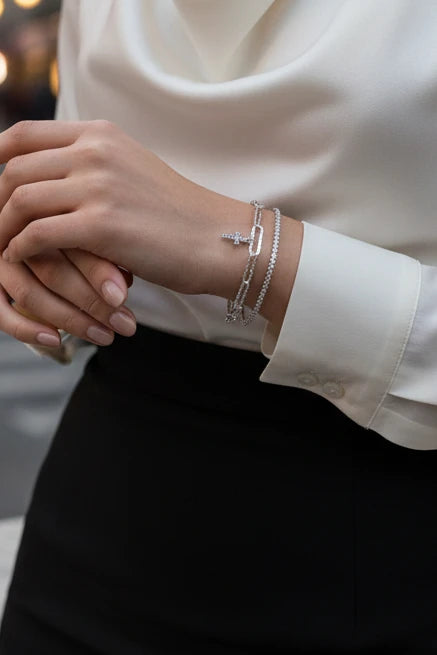 Lot de 6 bracelets strass argent 925