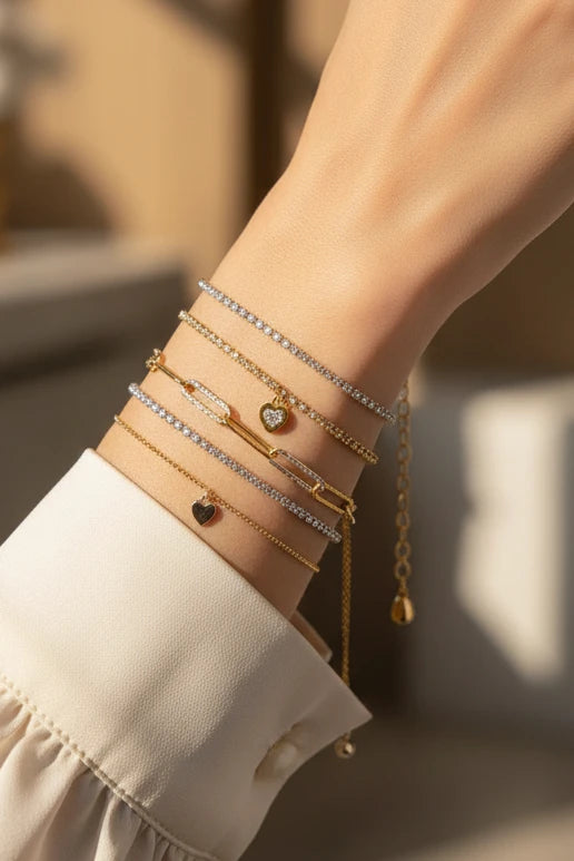 Lot de 6 bracelets strass argent 925