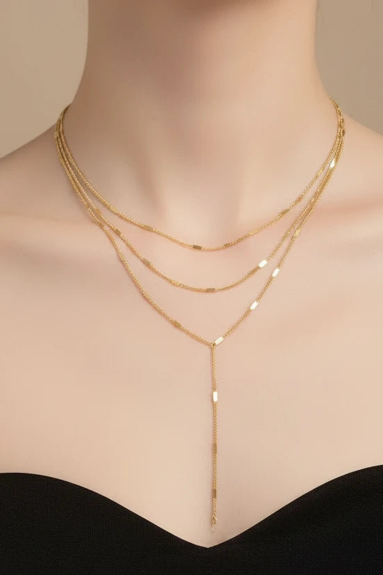 Collier pendentif Y plaqué or 14K acier inoxydable