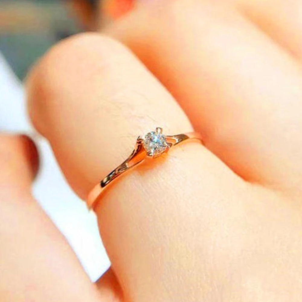 Bague avec diamant strass en acier inoxydable