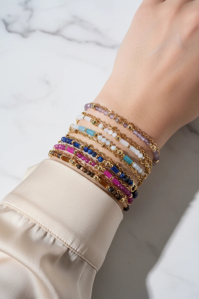 Bracelets de chaîne en acier inoxydable pierre naturelle