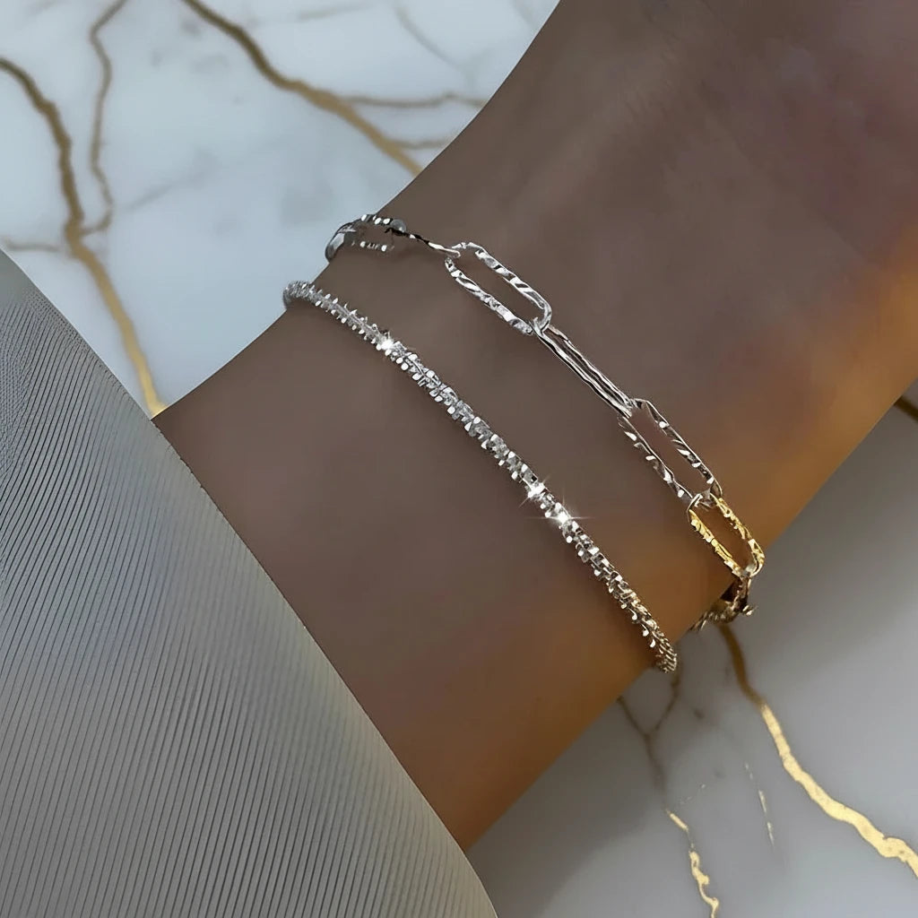 Lot de 6 bracelets strass argent 925