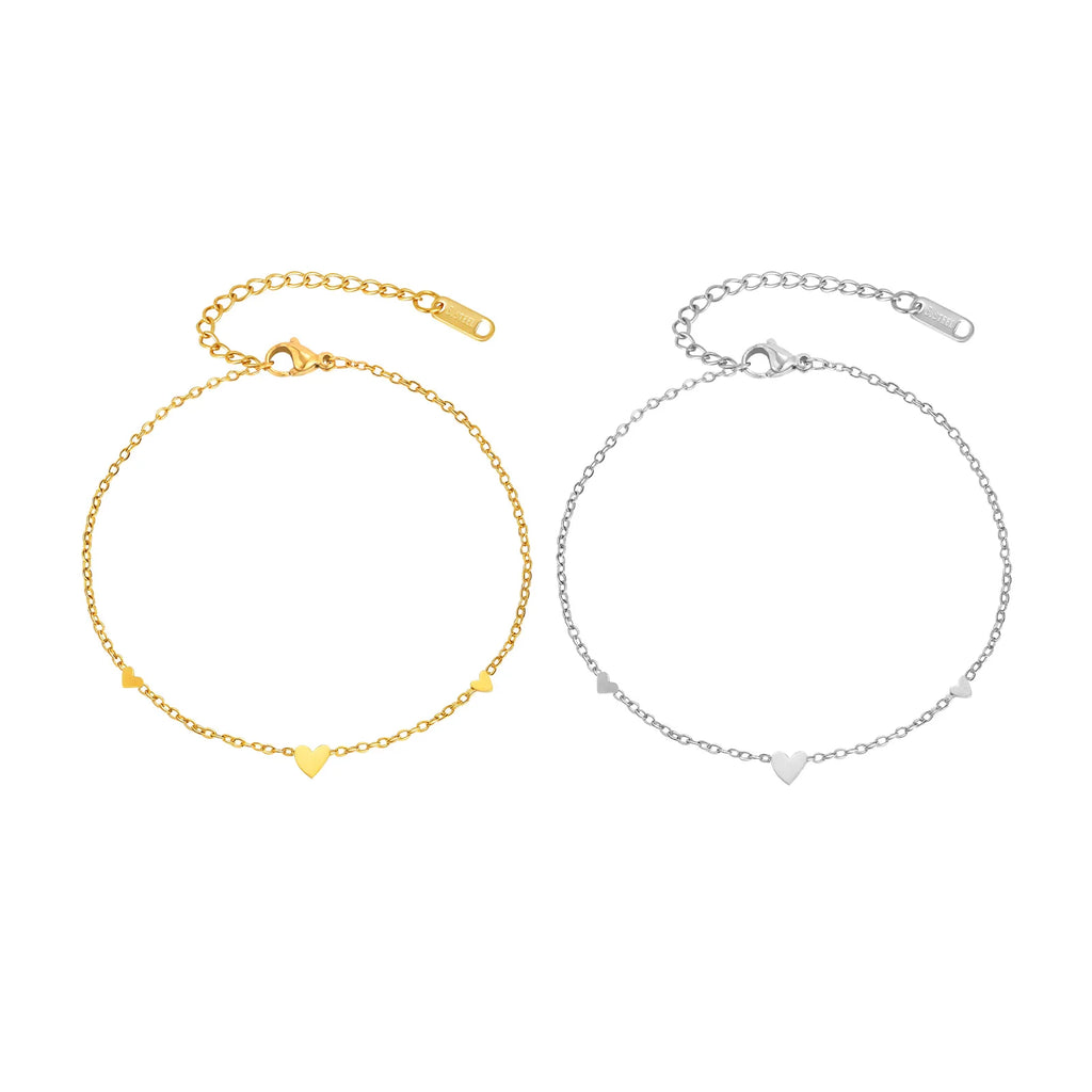 Bracelet de cheville cœur plaqué or