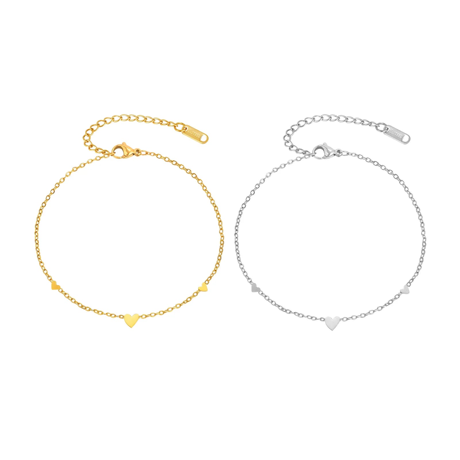Bracelet de cheville cœur plaqué or