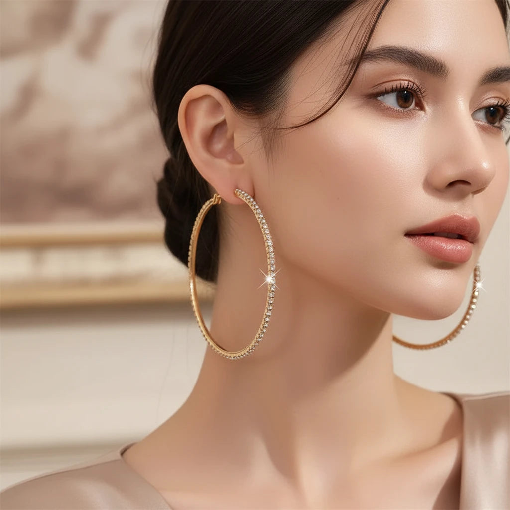 Boucle d'oreille créoles strass différents coloris