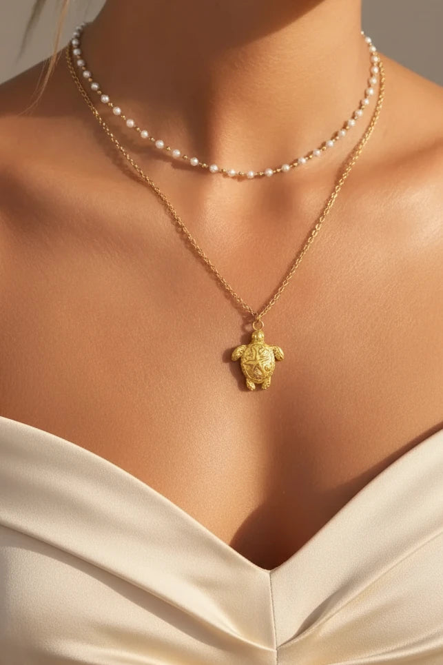 Collier coquillage étoile de mer plaqué or